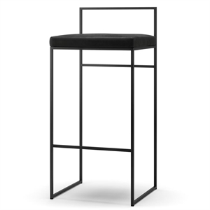 Department Barkrakk med Ryggstøtte 90 cm Sort/ Sort Fløyel