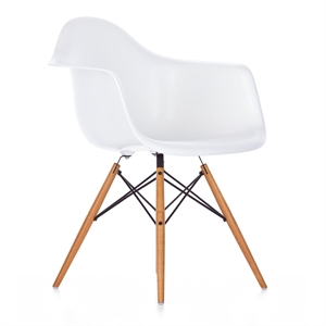Vitra Eames Plastic DAW Spisestol Hvit/Gullen Lønn