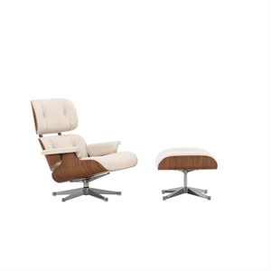 Vitra Eames Lenestol med Fotskammel Naturlig Valnøtt/72 snø/Aluminium