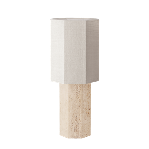 Louise Roe Eight Over Eight Bordlampe Stor Travertin/Jute Hvit