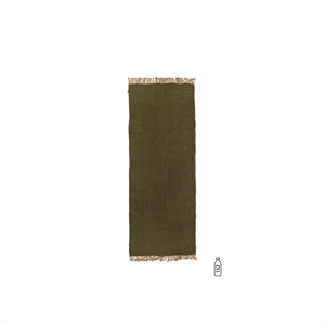 Ferm Living Blokkteppe Løper 200x80 cm Oliven/Natur