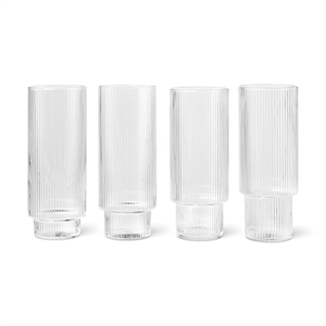 Ferm Living Ripple Lange Drikkeglass Sett med 4 Klar