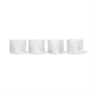 Ferm Living Ripple Lavt Glass Sett med 4 Klar