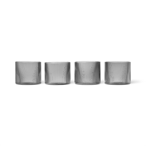 Ferm Living Ripple Lavt Glass Sett med 4 Røkt