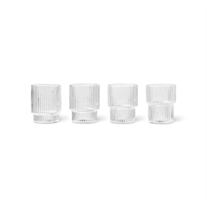 Ferm Living Ripple Glass Liten Sett med 4 Klar