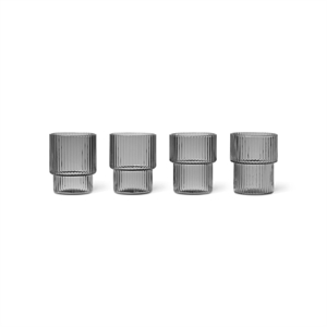 Ferm Living Ripple Glass Liten Sett med 4 Røkt
