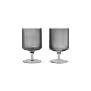 Ferm Living Ripple Vinglass Sett med 2 Røkt
