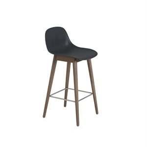 Muuto Fiber Barkrakk med Base og Ryggstøtte Sort/ Brun H87,5 cm