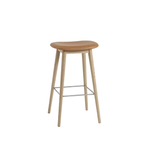 Muuto Fiber Barkrakk med Base Skinntrukket Cognac/Eik H76 cm