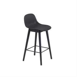 Muuto Fiber Barkrakk med Base og Ryggstøtte Sort/ Sort H87,5 cm