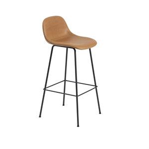 Muuto Fiber Barkrakk med Base og Ryggstøtte Skinntrukket Cognac/ Sort H97,5 cm
