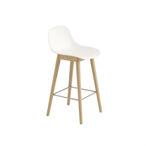 Muuto Fiber Barkrakk med Base og Ryggstøtte Hvit/eik H87,5 cm