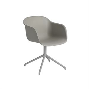Muuto Fiber Spisestol med Armlener og Svingbar Base Grå