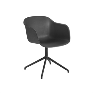 Muuto Fiber Spisestol med Armlener og Svingbar Base Sort
