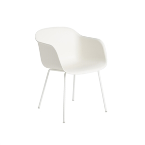 Muuto Fiber Spisestol med Armlener og Base Hvit