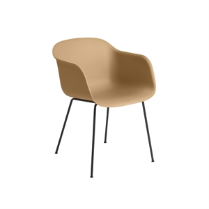 Muuto Fiber Spisestol med Armlener og Base Oker/ Sort