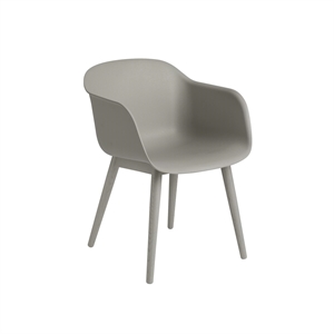 Muuto Fiber Spisestol med Armlener og Base Grå
