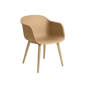 Muuto Fiber Spisestol med Armlener og Base Oker/eik