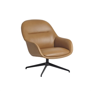 Muuto Fiber Lenestol med Svingbar Konjakkskinn/antrasitt