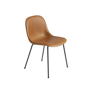 Muuto Fiber Spisestol med Base Skinntrukket Konjakk/ Sort