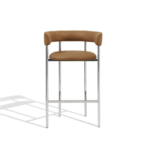 Furniture Copenhagen Font Barkrakk med Armlener 75 cm Dunes Cognac/Polert Stålramme