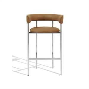 Furniture Copenhagen Font Barkrakk med Armlener 65 cm Dunes Cognac/Polert Stålramme