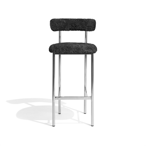 Furniture Copenhagen Font Barkrakk 75 cm Saueskinn Grå/ Polert Stålramme