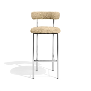 Furniture Copenhagen Font Barkrakk 65 cm Saueskinn Honningfarget/Polert Stålramme