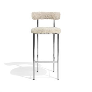 Furniture Copenhagen Font Barkrakk 75 cm Saueskinn Oyster/Polert Stålramme
