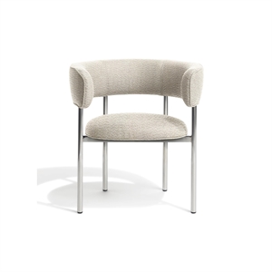Furniture Copenhagen Font Spisestol med Armlener Beige Boucle Elle 0200/polert Stålramme