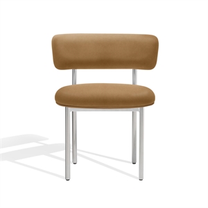 Furniture Copenhagen Font Spisestol Dunes Cognac Skinn/Polert Stålramme