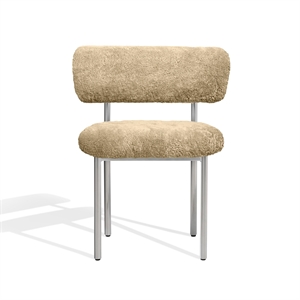 Furniture Copenhagen Font Spisestol Saueskinn Honningfarget/Polert Stålramme