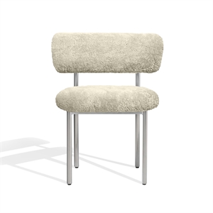Furniture Copenhagen Font Spisestol Saueskinn Oyster/polert Stålramme