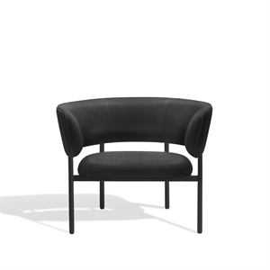 Furniture Copenhagen Font Lenestol med Armlener Dunes Antrasitt Skinn/ Sort Ramme