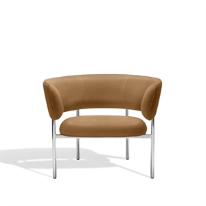 Furniture Copenhagen Font Lenestol med Armlener Dunes Cognac Skinn/polert Stålramme