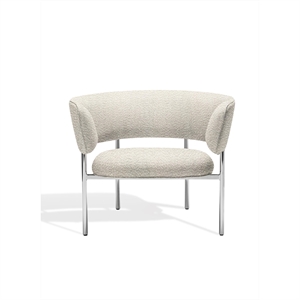Furniture Copenhagen Font Lenestol med Armlener Beige Boucle Elle 0200/polert Stålramme