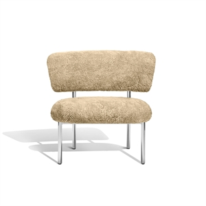 Furniture Copenhagen Font Lenestol Saueskinn Honning/polert Stålramme
