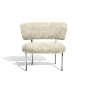 Furniture Copenhagen Font lenestol saueskinn østers/polert stålramme