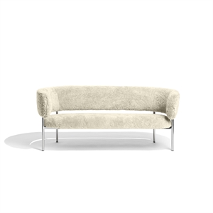 Furniture Copenhagen Font Sofa Saueskinn Oyster/Polert Stålramme