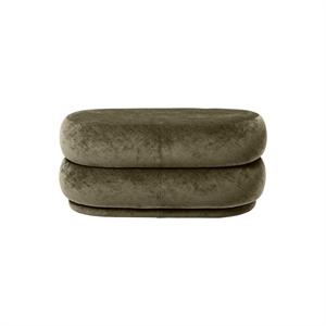 Ferm Living Oval Puff Falmet Fløyel Forest