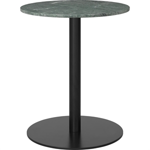 GUBI 1.0 Spisebord Rundt Ø60 cm M. Sort Base og Grønn Guatemala Marmorplate