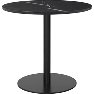 GUBI 1.0 Spisebord Rundt Ø80 cm M. Sort Base og Sort Marmorplate