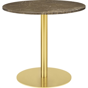 GUBI 1.0 Spisebord Rundt Ø80 cm med Base og Brun Emperador Marmorplate