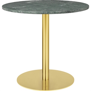 GUBI 1.0 Spisebord Rundt Ø80 cm med Base og Grønn Guatemalamarmorplate
