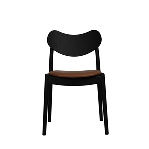 Ro Collection Hybrid spisestol med trukket sete, svartlakkert eik/calvadosskinn