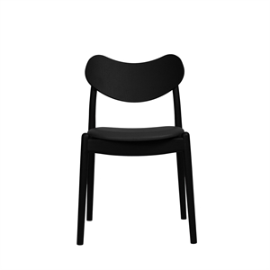 Ro Collection Hybrid spisestol med trukket sete, svartlakkert eik/mørkebrunt skinn