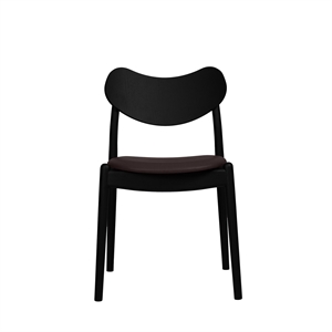 Ro Collection Hybrid spisestol med trukket sete, svart lakkert eik/ Sort skinn
