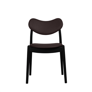Ro Collection Hybrid spisestol trukket svart lakkert eik/mørkebrunt skinn