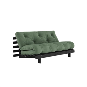 Karup Roots Sovesofa med Roots Madrass 160x200 Olivengrønn/ Svart Lakkert