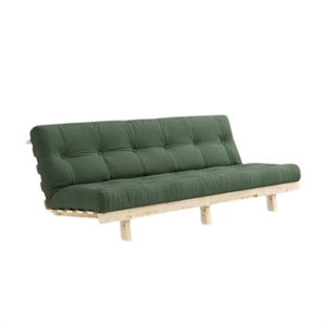 Karup Lean Sovesofa med Alpha-madrass 130x200 Olivengrønn/ Rå